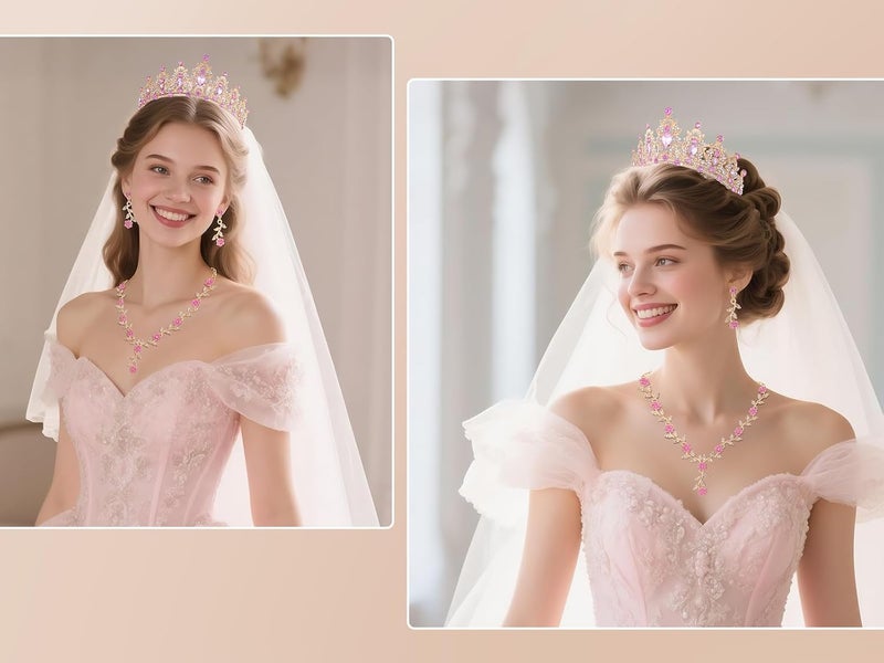 Kamirola Tiaras and Crowns for Women,Tiaras Earrings Necklace, Crystal Bridal Jewelry Set, Costume Party Halloween Prom Pageant Jewelry for Women(TR45) - Image 3